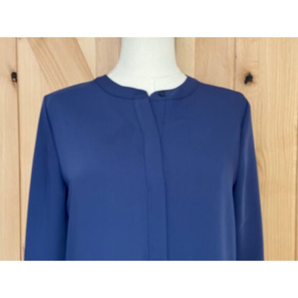 The Savile Row Co. London | Mandarin Collar Chiffon Blue Shirt Dress  | Size 2 - Picture 2 of 13